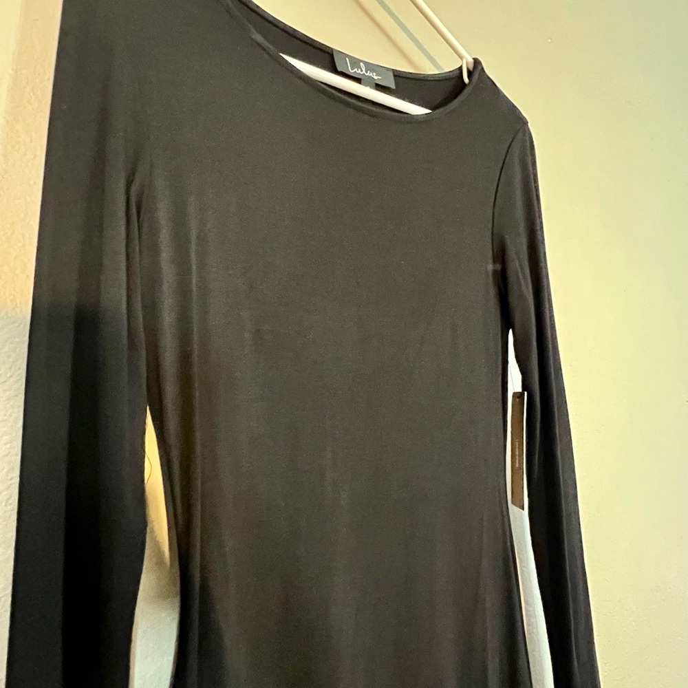 Simple black Lulu’s mini dress with long sleeves, new with tags.